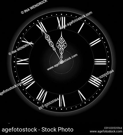 Stylish black silver vector clock