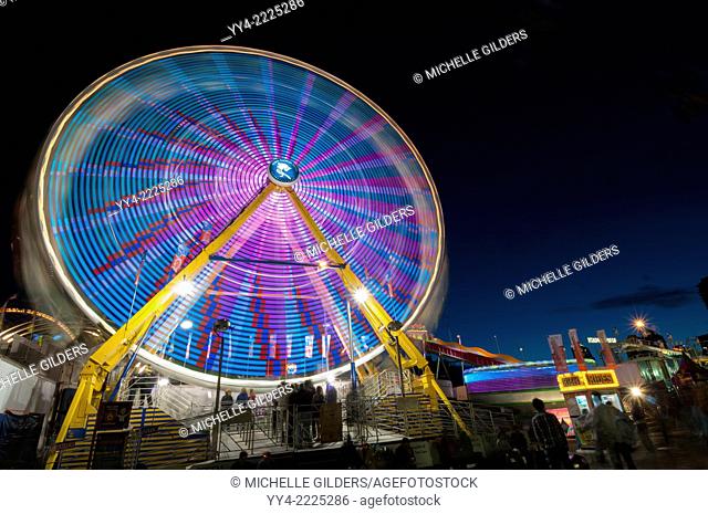 Ferris wheel at night, Calgary Stampede Midway, Calgary, Alberta, Canada