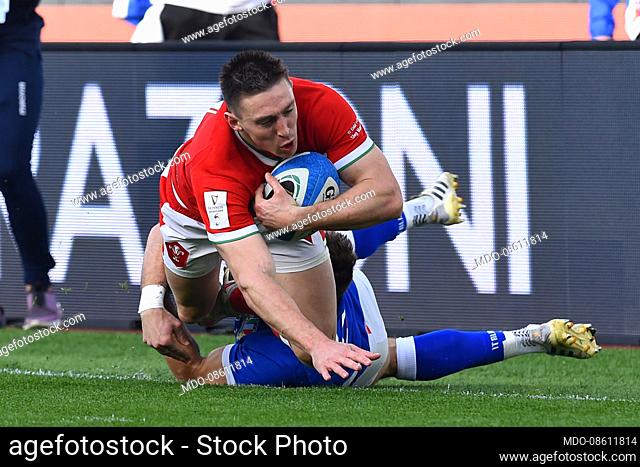 The Wales player Josh Adams during the Italy-Wales match of the Six Nations tournament at the stadio Olimpico. Rome (Italy), 13 March, 2021