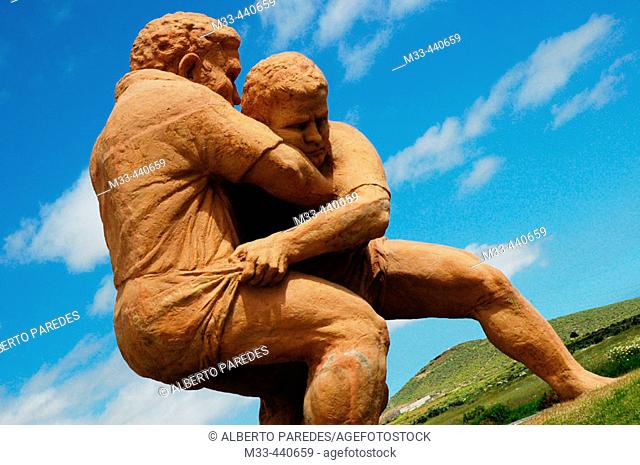 Monument to Cararian wrestling in Ingenio. Zona Sur. Gran Canaria. Canary Islands. Spain