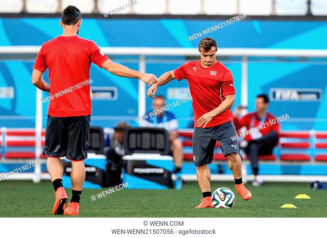 2014 FIFA World Cup - Switzerland national football team training held at Arena Corinthians, preparing for their match against Argentina tomorrow (01Jul14)