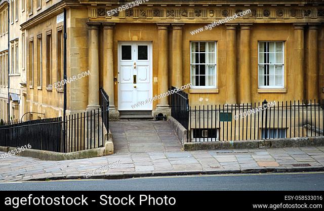 Curved terrace of Georgian Town houses in The Circus, Bath, England