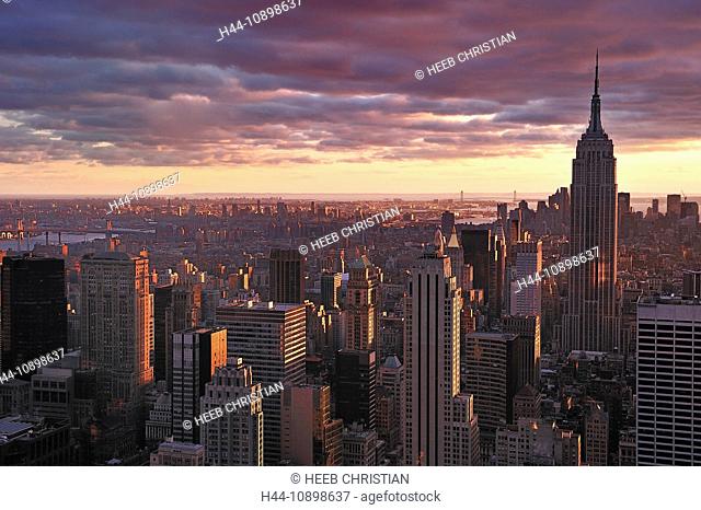 view, Empire State Building, Manhattan, New York, USA, United States, America, night