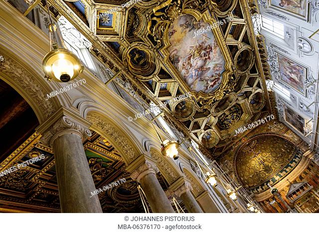 Europe, Italy, Lazio, Rome, the interior of San Clemente (consecrated in 384 A.D., in 1715-1719 baroque reshaped)