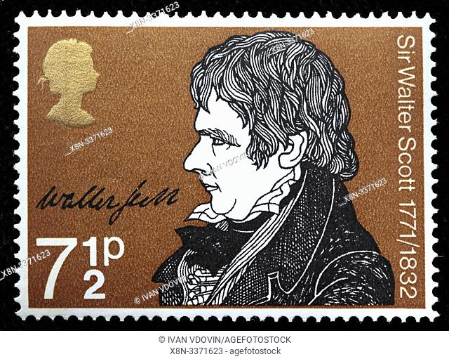 Sir Walter Scott (1771-1832), Scottish historical novelist, poet, postage stamp, UK, 1971