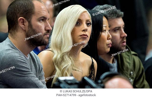 US singer Lady Gaga watches the NBA Global Games match between Alba Berlin and San Antonio Spurs at O2 World in Berlin, Germany, 08 October 2014