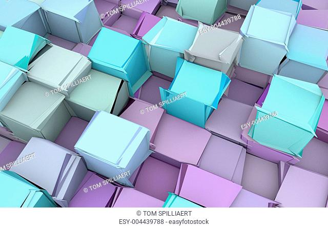 shattered blue and purple 3d cubes