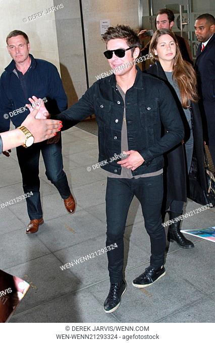 Zac Efron leaving the BBC Radio 1 studios after appearing on Nick Grimshaw's radio show Featuring: Zac Efron Where: London