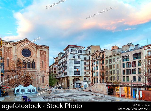 Main square of Sant Joan in Lleida city center, Spain
