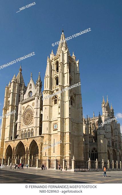 Gothic cathedral (13th century), León. Castilla-León, Spain
