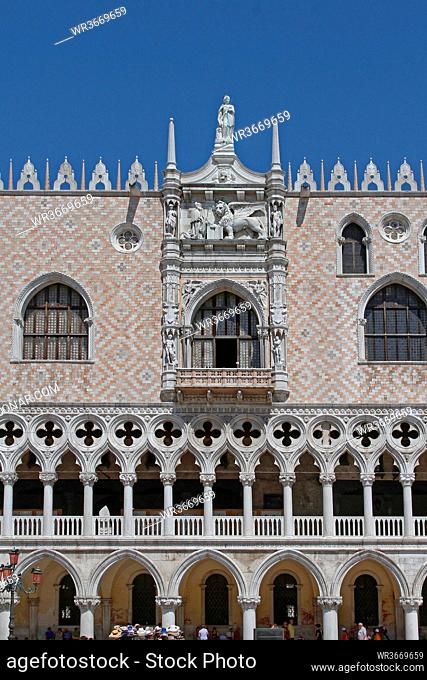 Venice, Italy - July 09, 2011: Lady Justice Statue at Top of Doges Palace in Venice, Italy
