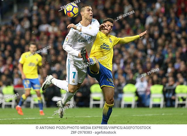 MADRID, SPAIN. November 05, 2017 - Ximo Navarro and Cristiano Ronaldo. Real Madrid defeated Las Palmas 3-0 with an spectacular goal from Asensio with Casemiro...