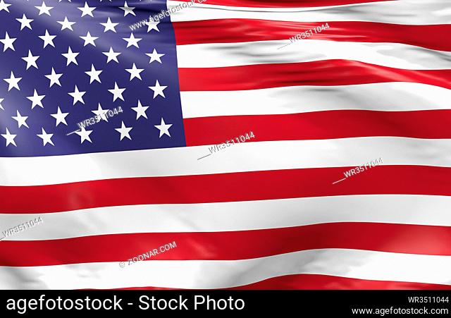 Waving flag of the United States of America, 3d rendreing