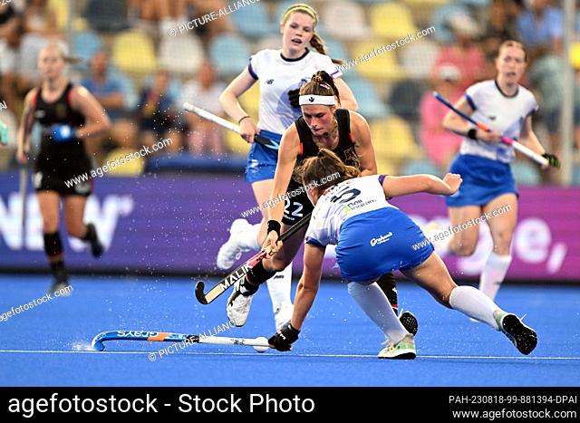 18 August 2023, North Rhine-Westphalia, Mönchengladbach: Field hockey, Women: European Championship, Germany - Scotland, preliminary round, Group B