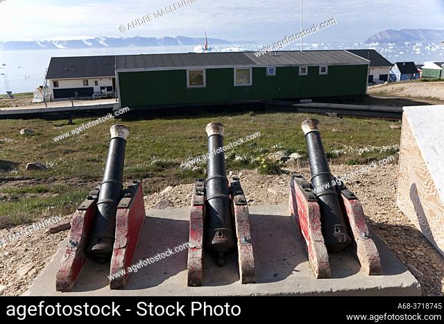 Cannons outside Thule Muesum, Knud Rasmussens House in Qaanaaq, Greenland