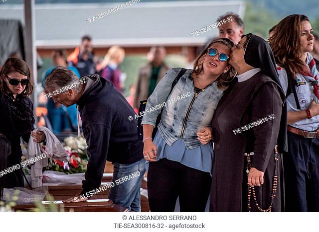 Solemn funeral for the victims of the earthquake of August 24 in central Italy. Attended by the President of the Republic and the President of the Council of...