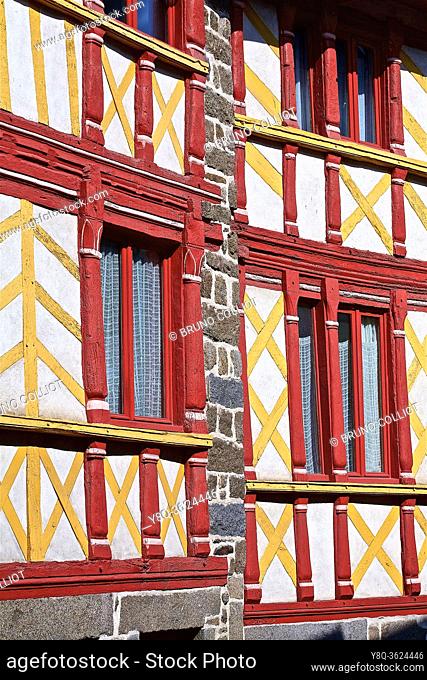 architecture of half-timbered houses, center of Saint Brieuc. cote d'armor, brittany, france