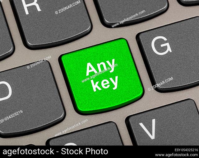 Computer keyboard with Any key - technology background