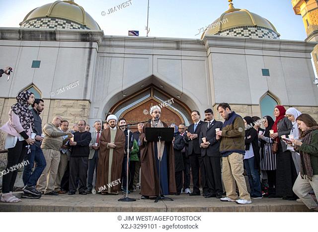 Dearborn, Michigan - Muslims hold a candlelight prayer vigil at the Islamic Center of America in support of the victims of the church bombings in Sri Lanka