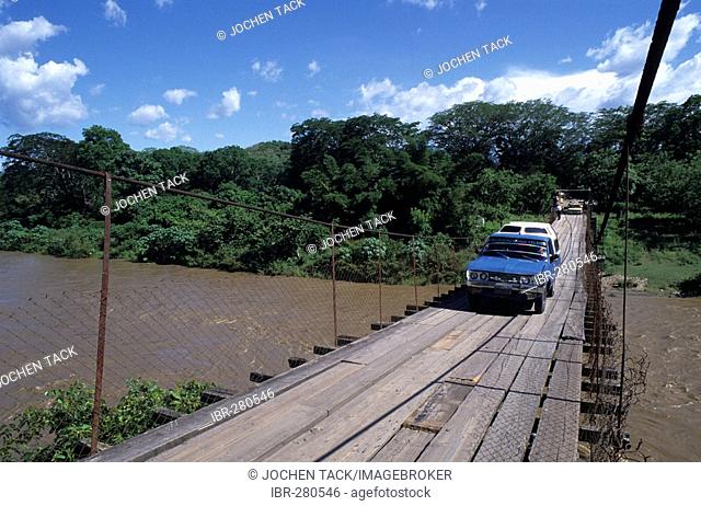 Suspension bridge above the Rio Chamelecon, Copan province, Honduras