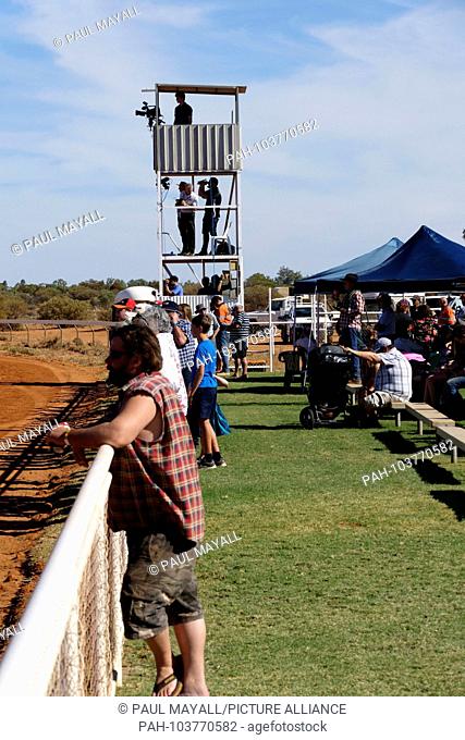 People trackside at the Mount Magnet horse race course, Mt Magnet, Eastern Goldfields, Western Australia - April 2018 | usage worldwide