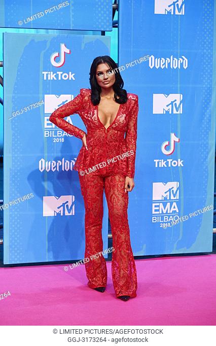 Sophie Kasaei attends the 25th MTV EMAs 2018 held at Bilbao Exhibition Centre 'BEC' on November 4, 2018 in Madrid, Spain
