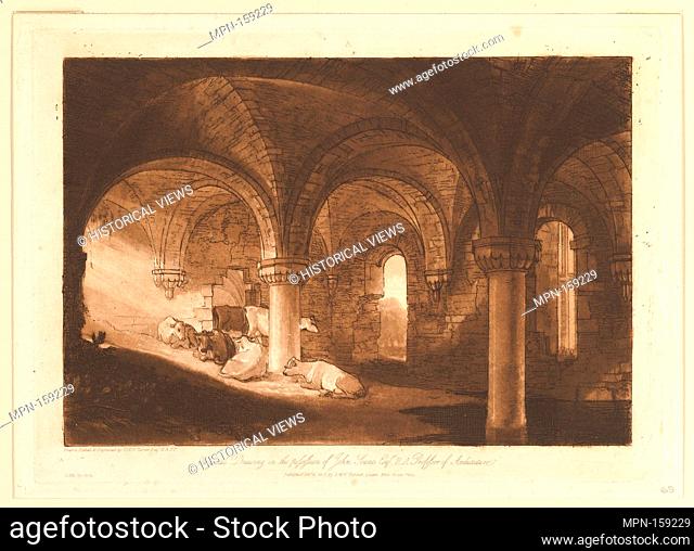Crypt of Kirkstall Abbey (Liber Studiorum, part VIII, plate 39). Artist and publisher: Joseph Mallord William Turner (British