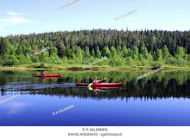 kajaking on Oulankajoki River, Finland, Oulu, Kuusamo