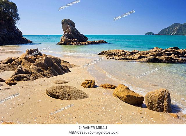 Beach, rock, Wainui Bay, Tasman, south Island, New Zealand