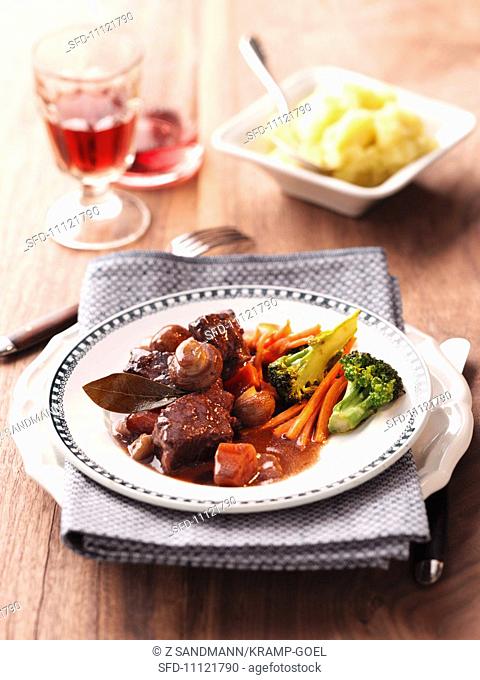 Boeuf Bourguignon braised beef with red wine, France