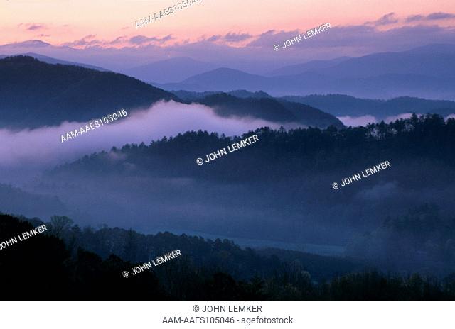 Fog in Smoky Mts. Morning Foothills Parkway - Tennessee