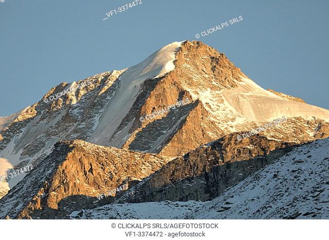 winter sunrise at Gran Paradiso mountain, municipality of Cogne, Aosta province, Valle d'Aosta, Italy, Europe