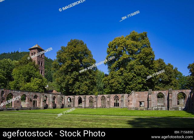 Owl tower and cloister, former monastery complex of St. Peter and Paul, Hirsau Monastery, Black Forest, Baden-Württemberg, Germany, Europe