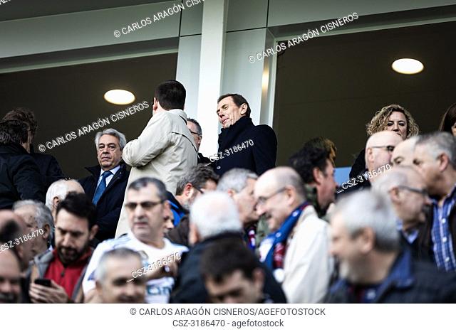 Emilio Butragueño, former player and now director of Institutional Relations Manager of the Real Madrid, in the box during the La Liga match between Eibar and...