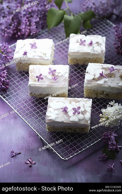 Lilac cake with cream and lilac jelly