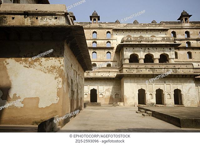 Interior view of Raj Mahal. Orchha Palace (Fort) Complex. Orchha. Madhya Pradesh. India
