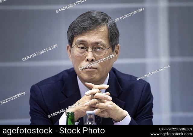 Chung Jaehoon, President and CEO of the South Korea's KHNP (Korea Hydro & Nuclear Power) company, attends the meeting with journalists on March 23, 2022