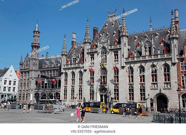 BELGIUM, BRUGGE, 17.07.2014, Provincial Government Palace, Provinciaal Hof, Provincial Court, building located in the Grote Markt (market square) in the city of...