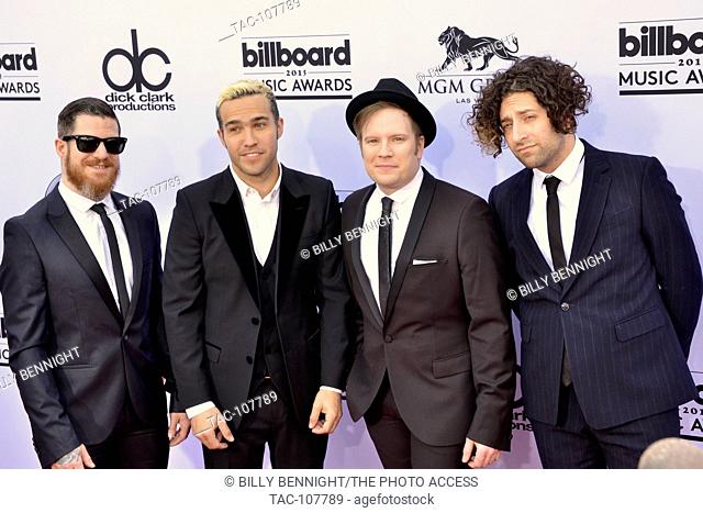 Andy Hurley, Pete Wentz, Patrick Stump and Joe Trohman of ""Fall Out Boy"" attend the 2015 Billboard Music Awards at the MGM Grand Garden Arena