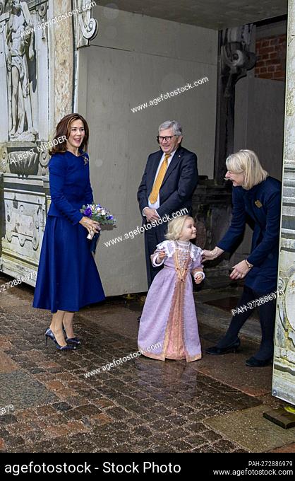 Crown Princess Mary of Denmark arrives at the Frederiksborg Palace in Hillerod, on February 03, 2022, the Crown Princess opens at the Museum of National History...