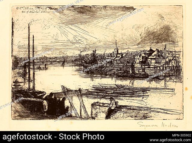 Author: Francis Seymour Haden. Battersea Reach - 1863 - Francis Seymour Haden English, 1818-1910. Etching with drypoint on ivory laid paper. England