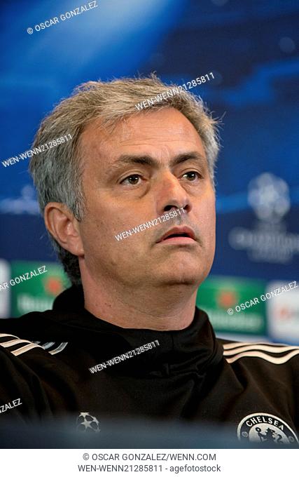 Manager Jose Mourinho of Chelsea F.C. answers questions during a press conference before the UEFA Champions League Semifinal first leg match between Club...