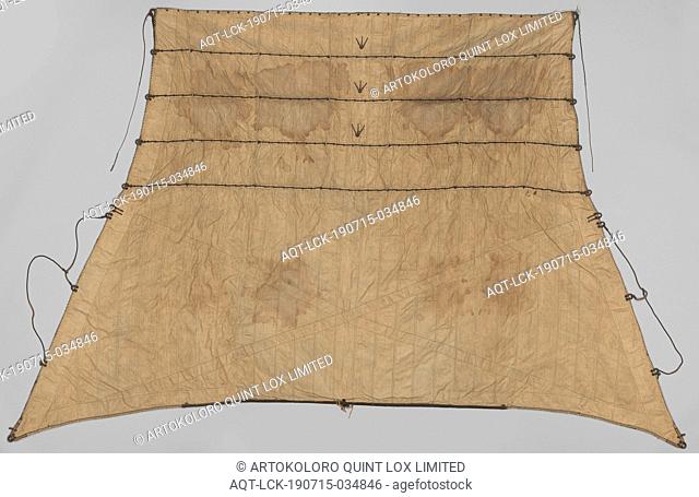 Model of a Topsail, Model of a sail sail of twenty-one tarpaulins above and thirty-one below, with crotch bands, four revenues, three pop ties