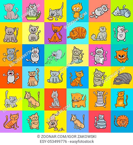 Cartoon Illustration of Cats and Kittens Characters Pattern for Decorative Paper Graphic Design