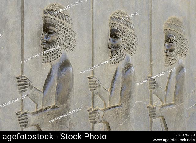 Iran, Unesco World Heritage Site, Persepolis, Apadana eastern stairs, Procession of the guards