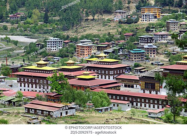 Mid View of the King's Palace. Known as Dechencholing Palace. Thimphu. Bhutan