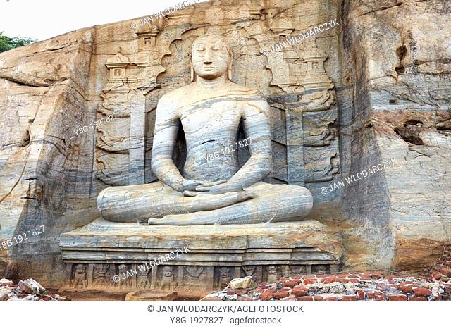 Sri Lanka - Gal Vihara Temple, buddha stone statue, Ancient City area, ruins of ancient Royal Residence, Polonnaruwa, town, old capital city of Sri Lanka