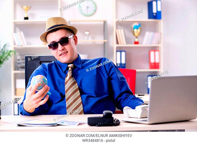 Young employee preparing for vacation trip