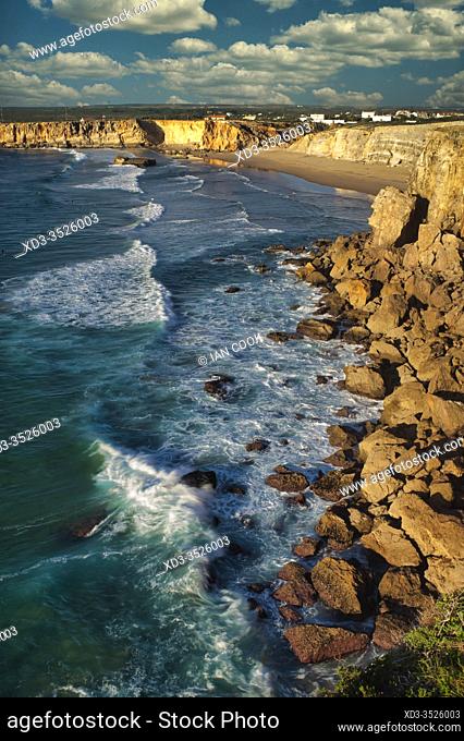 cliffs and ocean northwest of Sagres Point, Sagres, Algarve, Portugal