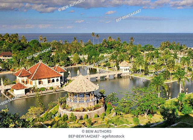 Panorama of Tirtagangga Taman Ujung water palace on Bali